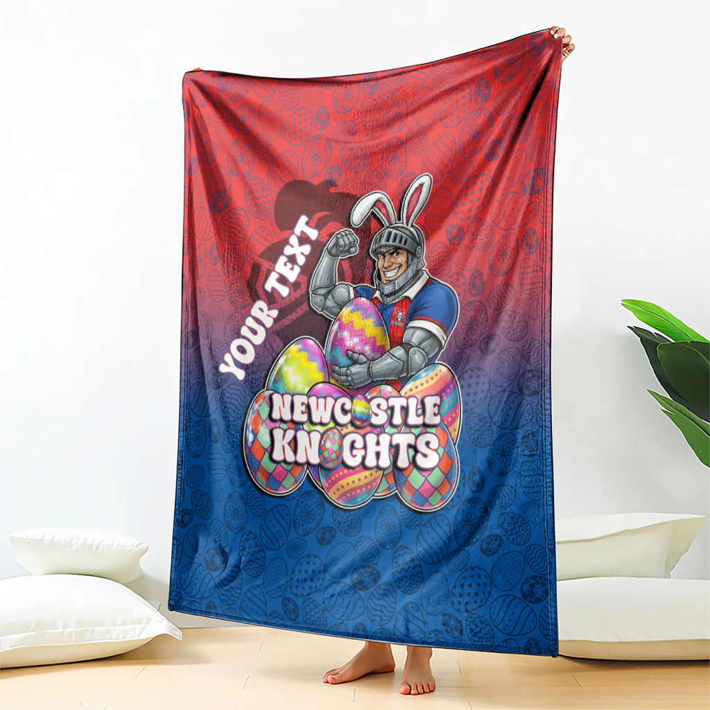 Personalized Newcastle Knights Blanket Easter Mascot - Colorful Eggs Cartoon Style