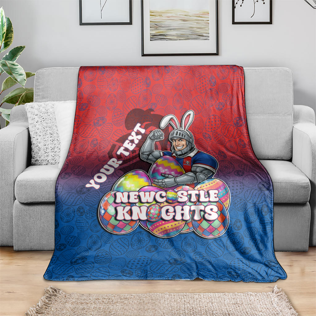 Personalized Newcastle Knights Blanket Easter Mascot - Colorful Eggs Cartoon Style