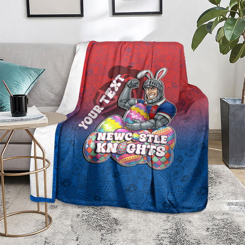 Personalized Newcastle Knights Blanket Easter Mascot - Colorful Eggs Cartoon Style