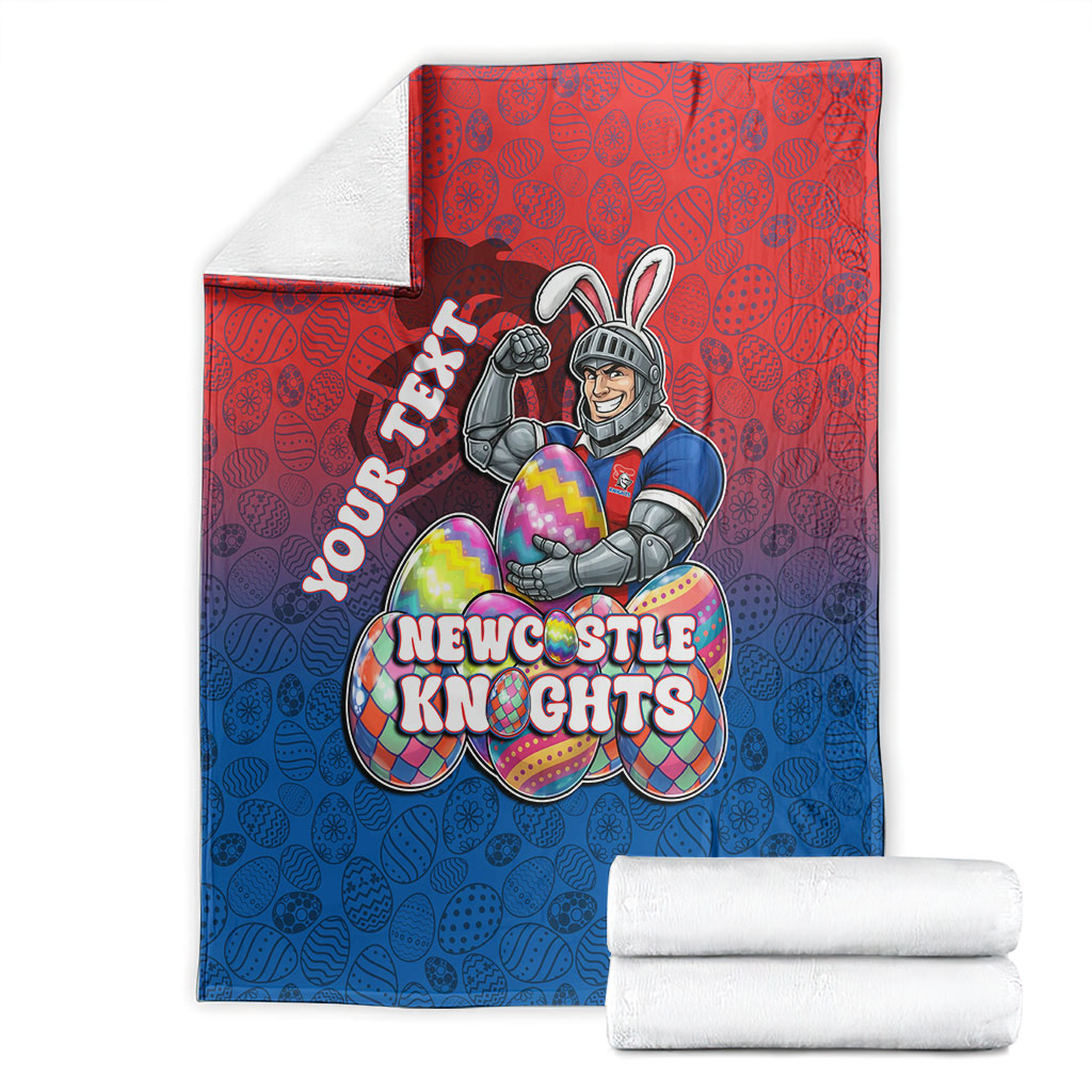 Personalized Newcastle Knights Blanket Easter Mascot - Colorful Eggs Cartoon Style