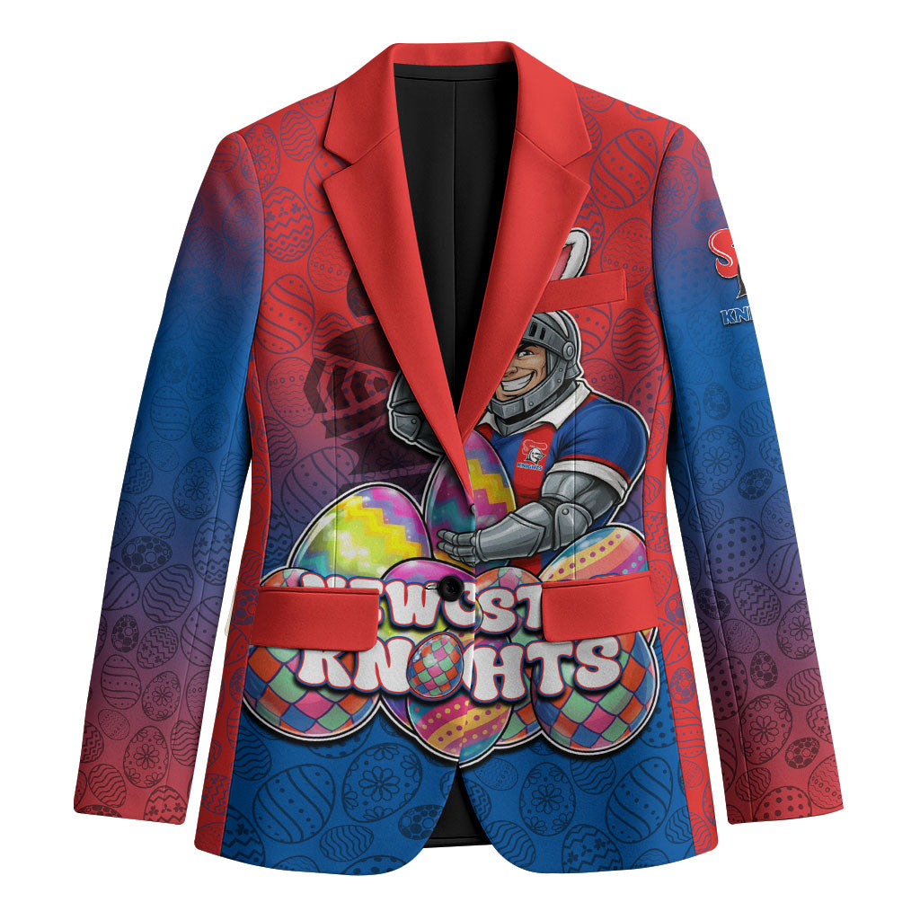 Personalized Newcastle Knights Blazer Easter Mascot - Colorful Eggs Cartoon Style