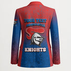 Personalized Newcastle Knights Blazer Easter Mascot - Colorful Eggs Cartoon Style
