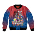 Personalized Newcastle Knights Bomber Jacket Easter Mascot - Colorful Eggs Cartoon Style