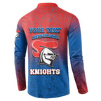 Personalized Newcastle Knights Button Sweatshirt Easter Mascot - Colorful Eggs Cartoon Style