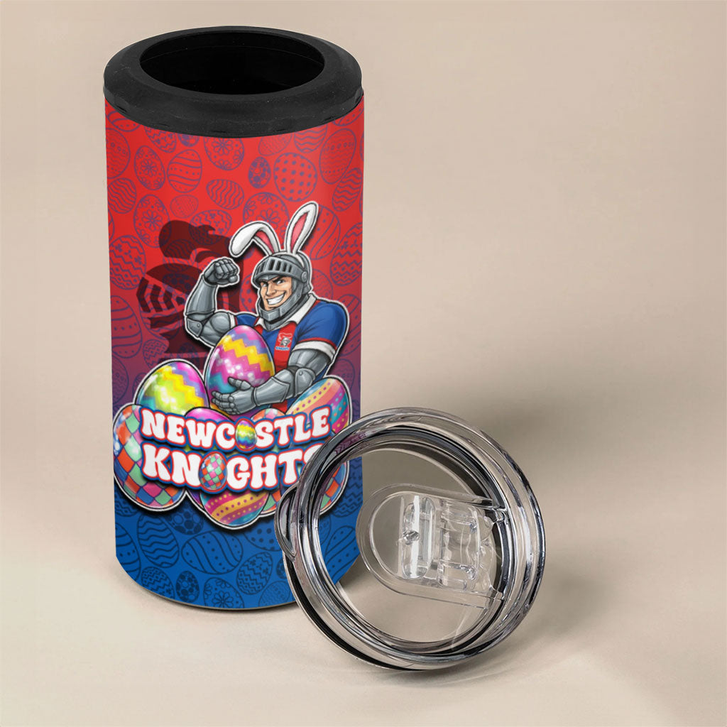 Personalized Newcastle Knights 4 in 1 Can Cooler Tumbler Easter Mascot - Colorful Eggs Cartoon Style