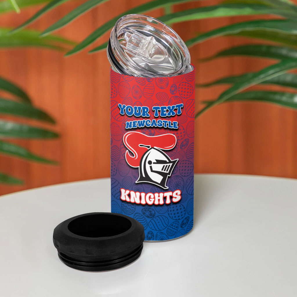 Personalized Newcastle Knights 4 in 1 Can Cooler Tumbler Easter Mascot - Colorful Eggs Cartoon Style