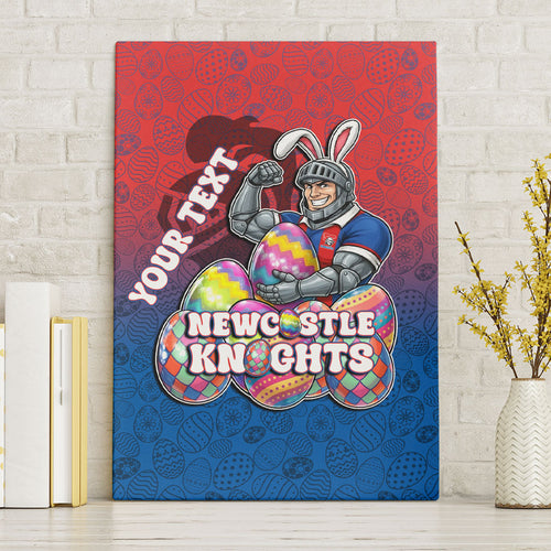 Personalized Newcastle Knights Canvas Wall Art Easter Mascot - Colorful Eggs Cartoon Style