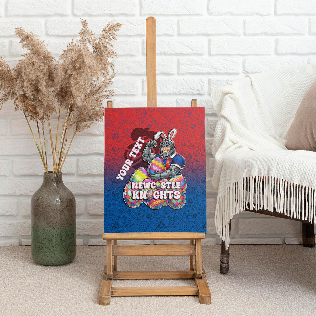 Personalized Newcastle Knights Canvas Wall Art Easter Mascot - Colorful Eggs Cartoon Style