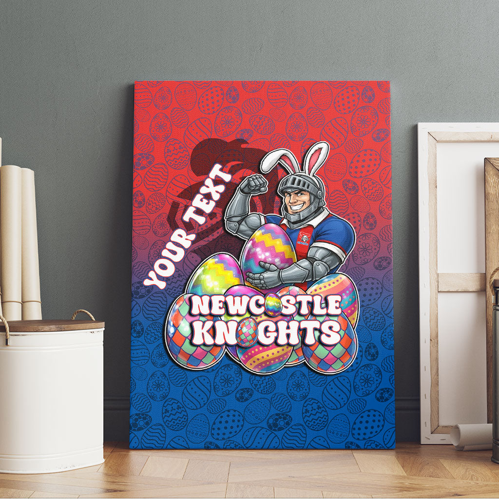 Personalized Newcastle Knights Canvas Wall Art Easter Mascot - Colorful Eggs Cartoon Style