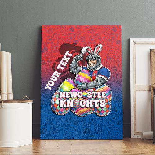 Personalized Newcastle Knights Canvas Wall Art Easter Mascot - Colorful Eggs Cartoon Style