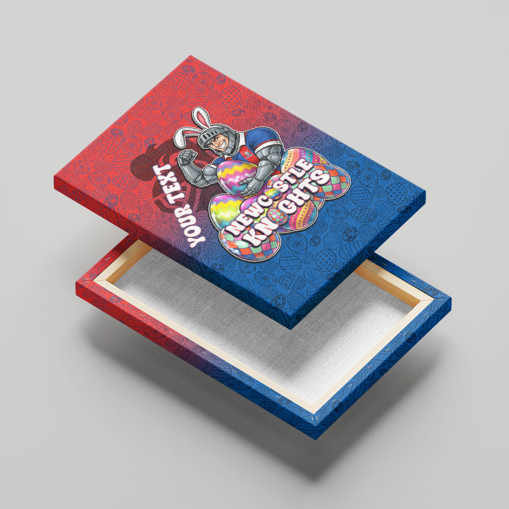 Personalized Newcastle Knights Canvas Wall Art Easter Mascot - Colorful Eggs Cartoon Style