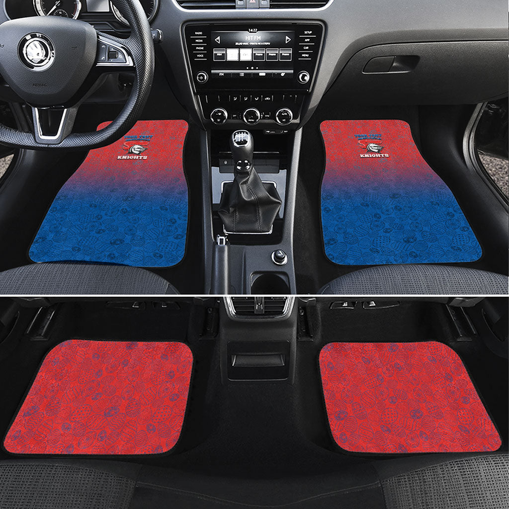 Personalized Newcastle Knights Car Mats Easter Mascot - Colorful Eggs Cartoon Style