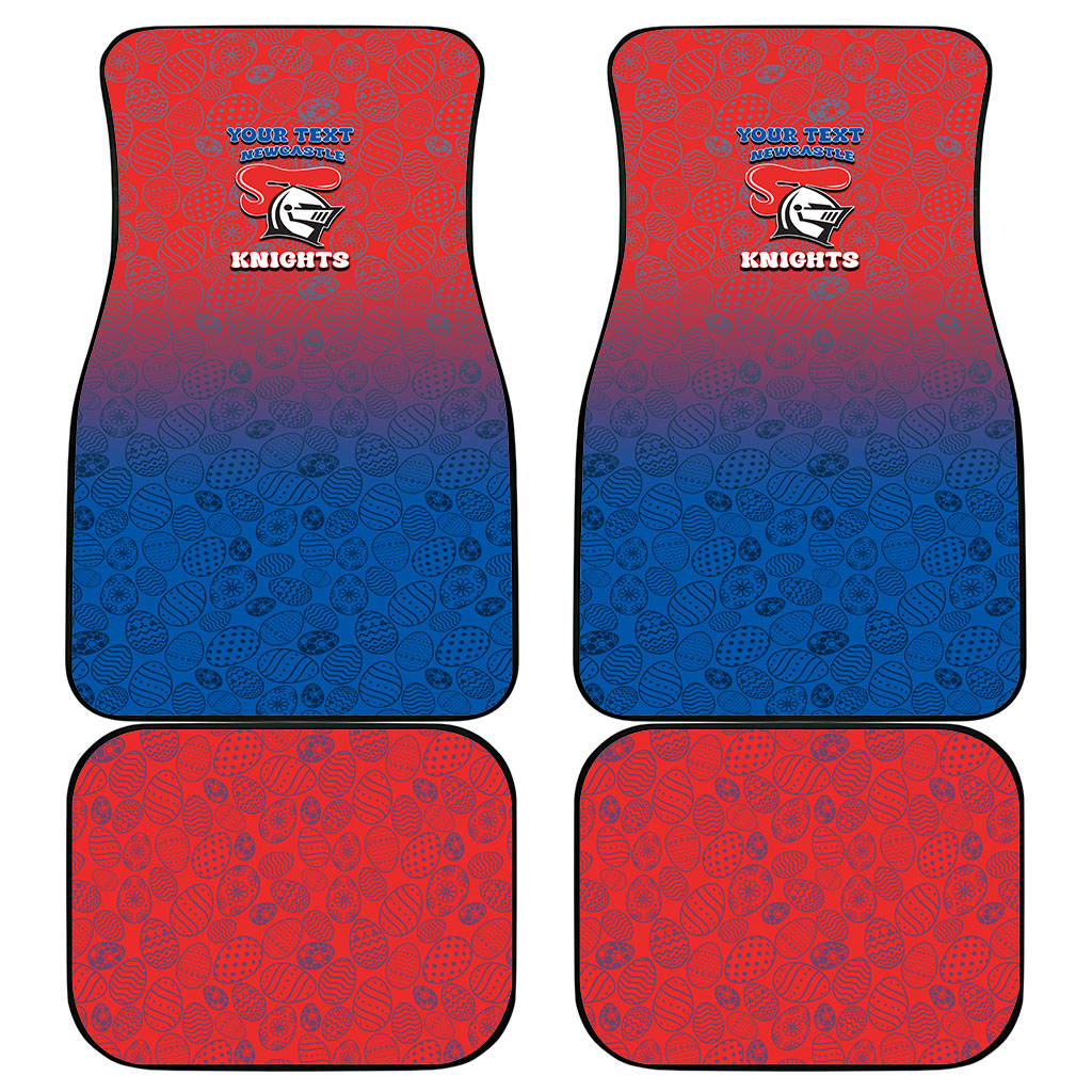 Personalized Newcastle Knights Car Mats Easter Mascot - Colorful Eggs Cartoon Style