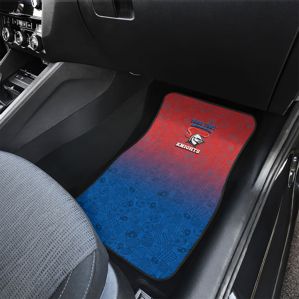 Personalized Newcastle Knights Car Mats Easter Mascot - Colorful Eggs Cartoon Style