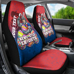 Personalized Newcastle Knights Car Seat Cover Easter Mascot - Colorful Eggs Cartoon Style