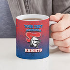 Personalized Newcastle Knights Ceramic Mug Easter Mascot - Colorful Eggs Cartoon Style