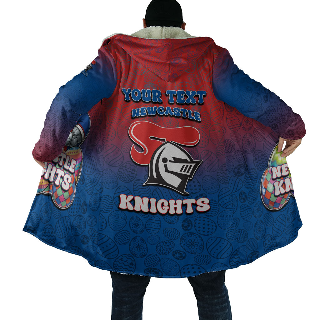 Personalized Newcastle Knights Cloak Easter Mascot - Colorful Eggs Cartoon Style