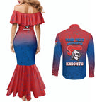 Personalized Newcastle Knights Couples Matching Mermaid Dress and Long Sleeve Button Shirt Easter Mascot - Colorful Eggs Cartoon Style