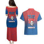 Personalized Newcastle Knights Couples Matching Puletasi and Hawaiian Shirt Easter Mascot - Colorful Eggs Cartoon Style