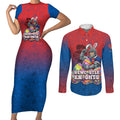 Personalized Newcastle Knights Couples Matching Short Sleeve Bodycon Dress and Long Sleeve Button Shirt Easter Mascot - Colorful Eggs Cartoon Style