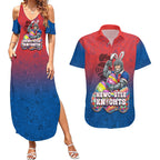 Personalized Newcastle Knights Couples Matching Summer Maxi Dress and Hawaiian Shirt Easter Mascot - Colorful Eggs Cartoon Style