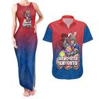 Personalized Newcastle Knights Couples Matching Tank Maxi Dress and Hawaiian Shirt Easter Mascot - Colorful Eggs Cartoon Style