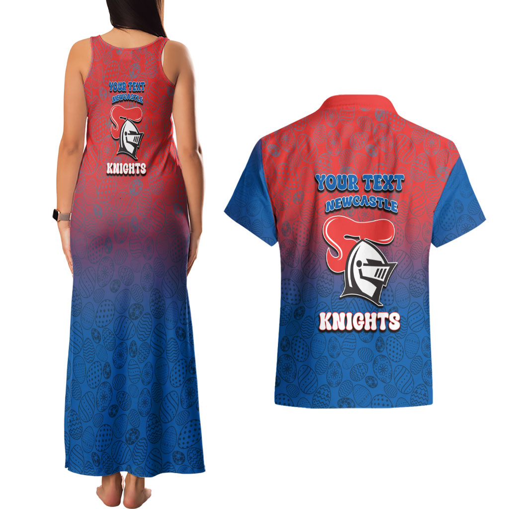 Personalized Newcastle Knights Couples Matching Tank Maxi Dress and Hawaiian Shirt Easter Mascot - Colorful Eggs Cartoon Style