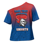 Personalized Newcastle Knights Cross Shoulder Shirt Easter Mascot - Colorful Eggs Cartoon Style