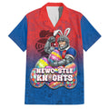 Personalized Newcastle Knights Family Matching Long Sleeve Bodycon Dress and Hawaiian Shirt Easter Mascot - Colorful Eggs Cartoon Style