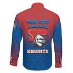 Personalized Newcastle Knights Family Matching Long Sleeve Bodycon Dress and Hawaiian Shirt Easter Mascot - Colorful Eggs Cartoon Style