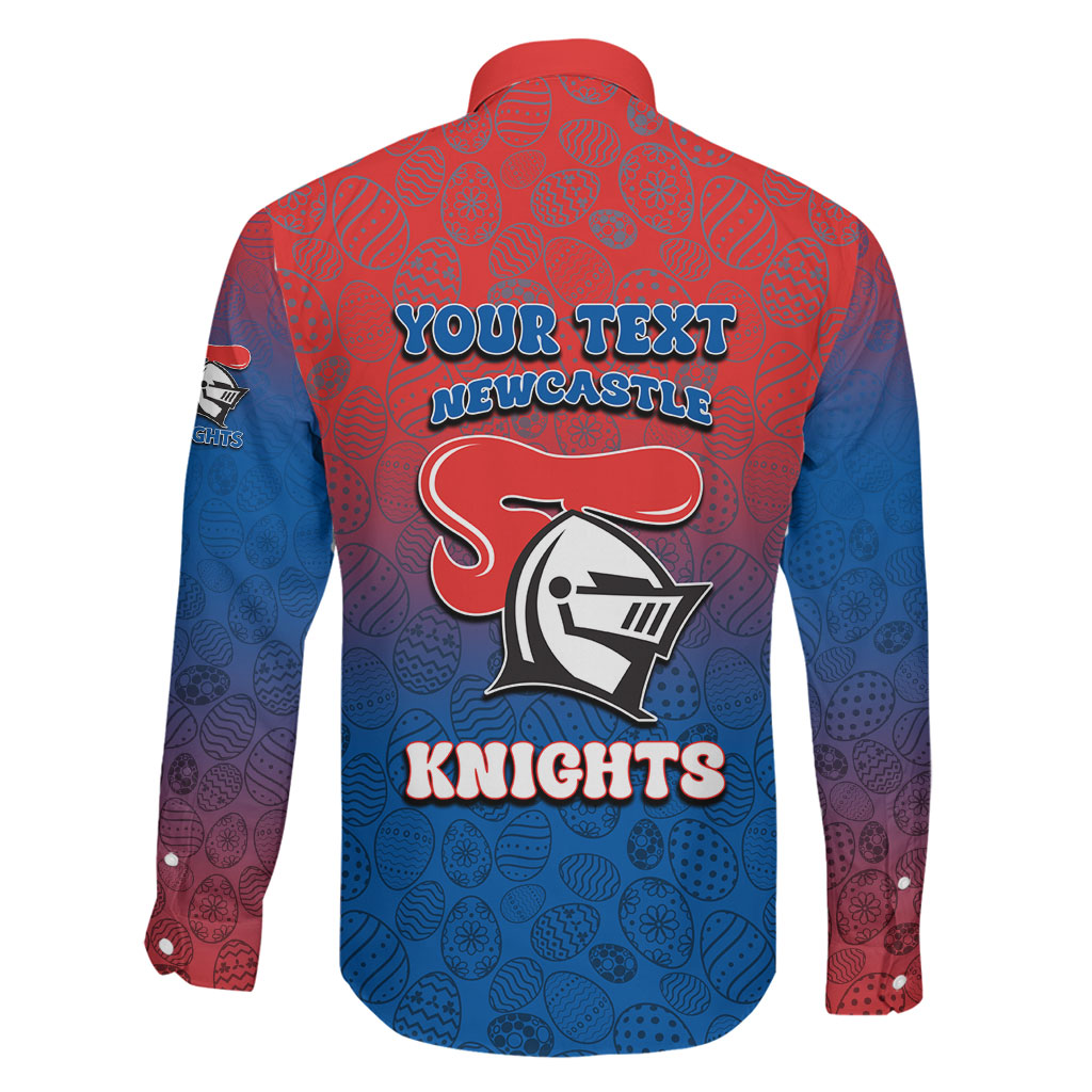 Personalized Newcastle Knights Family Matching Mermaid Dress and Hawaiian Shirt Easter Mascot - Colorful Eggs Cartoon Style