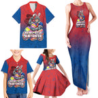 Personalized Newcastle Knights Family Matching Tank Maxi Dress and Hawaiian Shirt Easter Mascot - Colorful Eggs Cartoon Style