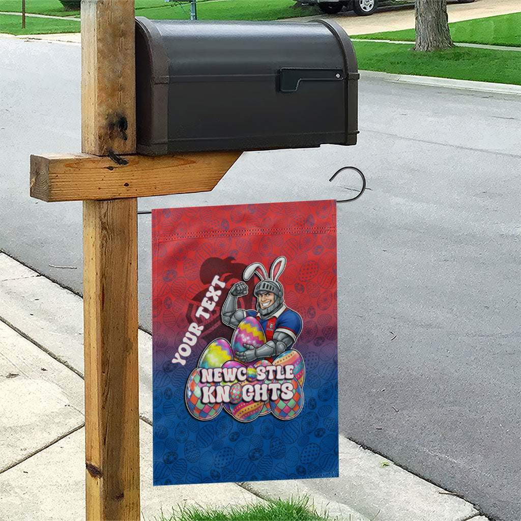 Personalized Newcastle Knights Garden Flag Easter Mascot - Colorful Eggs Cartoon Style
