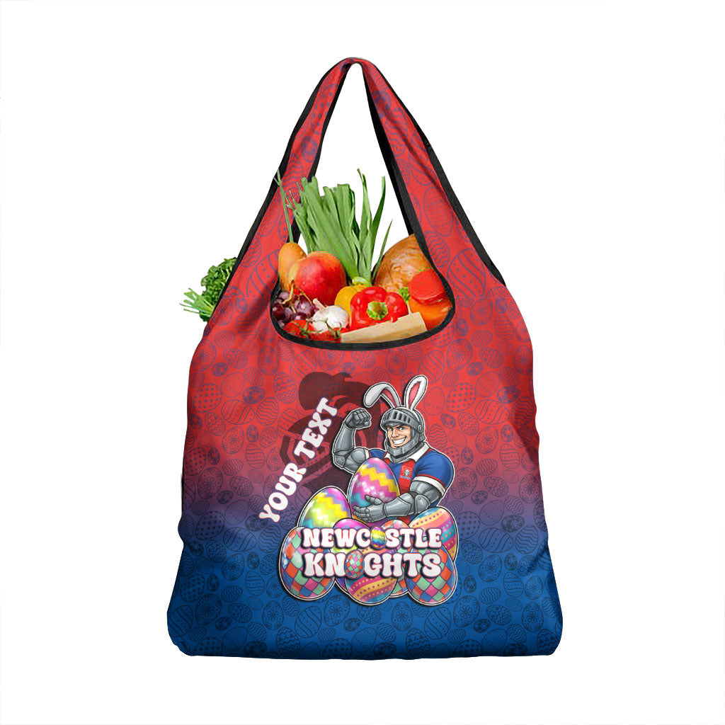 Personalized Newcastle Knights Grocery Bag Easter Mascot - Colorful Eggs Cartoon Style