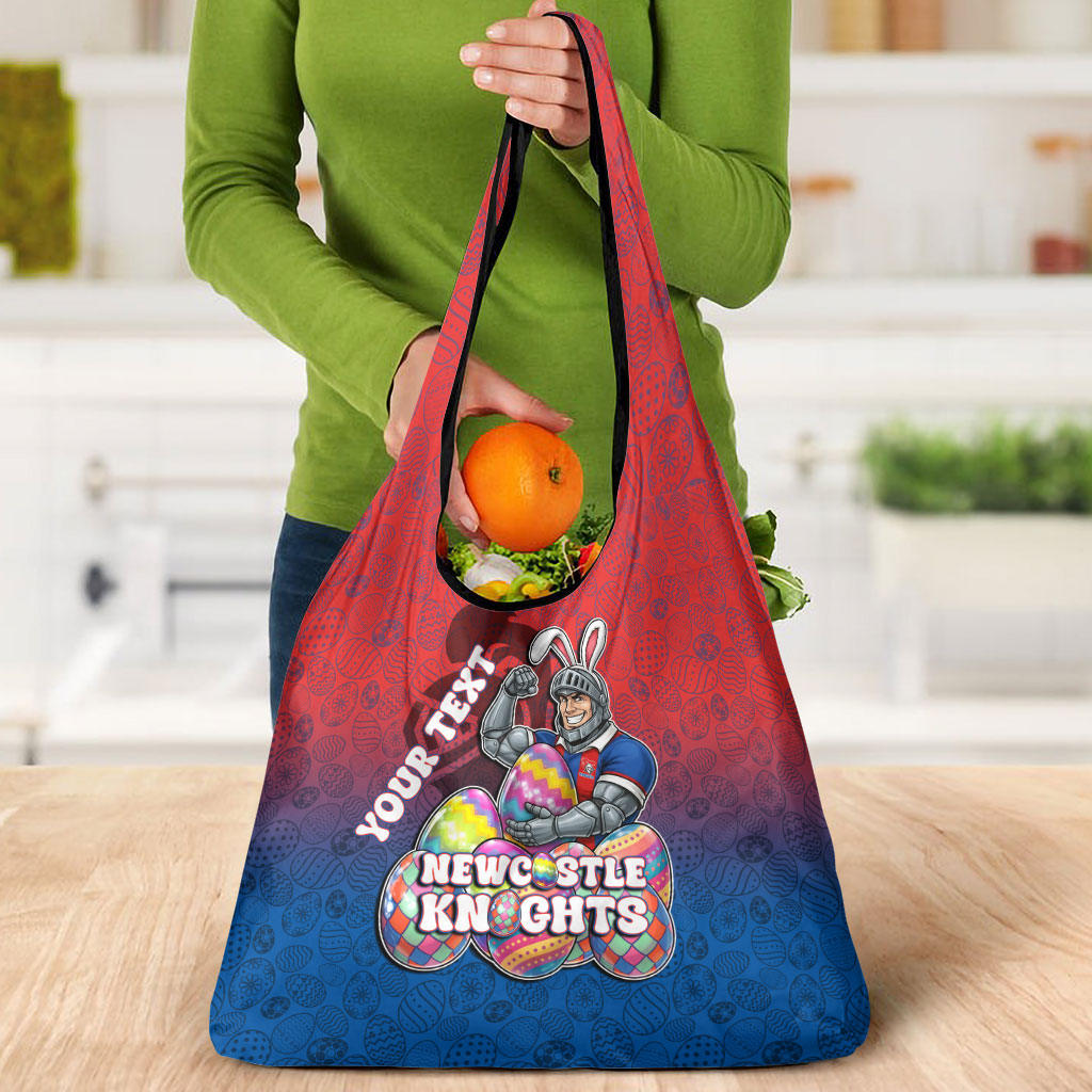 Personalized Newcastle Knights Grocery Bag Easter Mascot - Colorful Eggs Cartoon Style