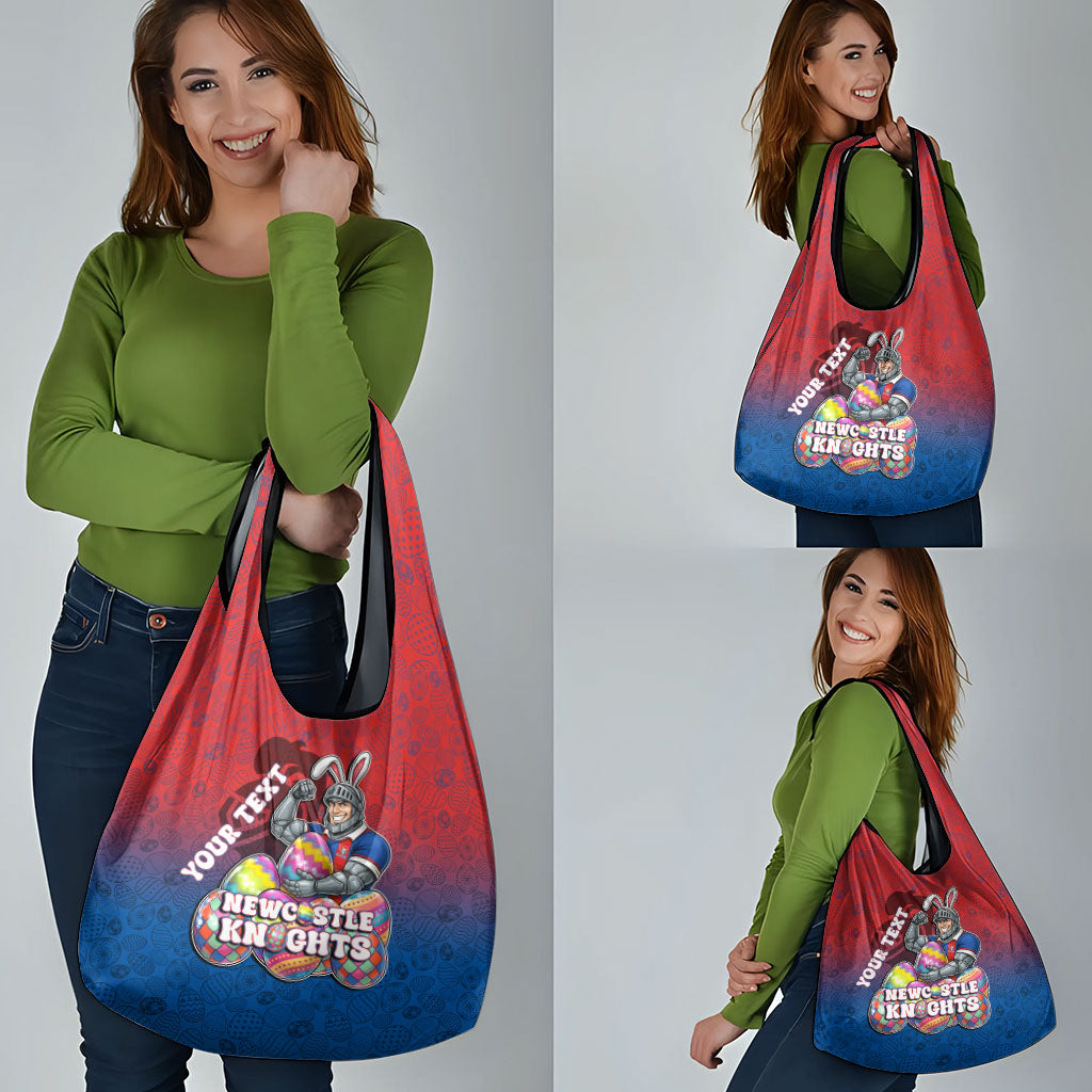 Personalized Newcastle Knights Grocery Bag Easter Mascot - Colorful Eggs Cartoon Style