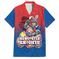 Personalized Newcastle Knights Hawaiian Shirt Easter Mascot - Colorful Eggs Cartoon Style