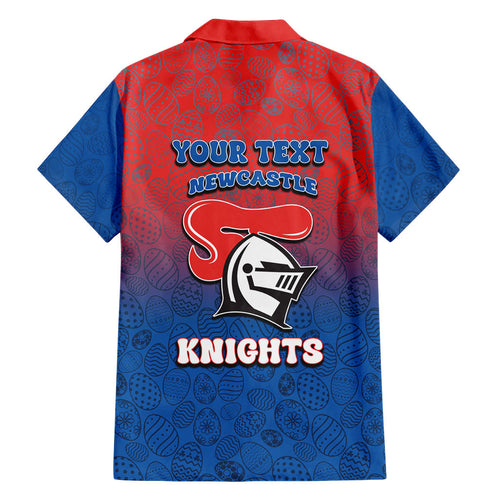 Personalized Newcastle Knights Hawaiian Shirt Easter Mascot - Colorful Eggs Cartoon Style