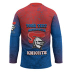 Personalized Newcastle Knights Hockey Jersey Easter Mascot - Colorful Eggs Cartoon Style