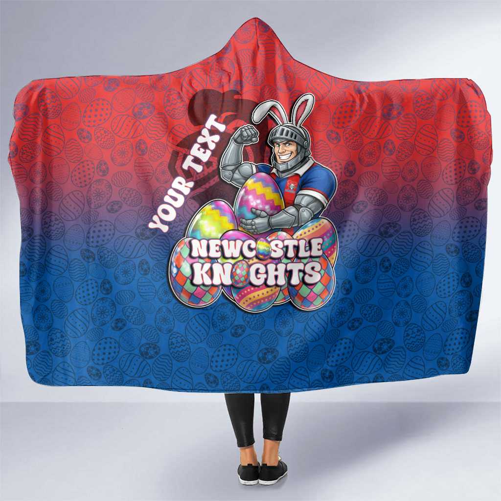 Personalized Newcastle Knights Hooded Blanket Easter Mascot - Colorful Eggs Cartoon Style