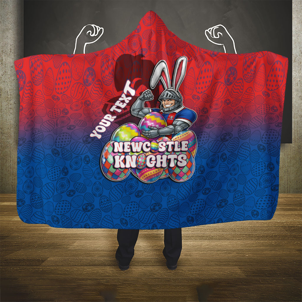 Personalized Newcastle Knights Hooded Blanket Easter Mascot - Colorful Eggs Cartoon Style