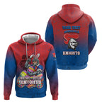 Personalized Newcastle Knights Hoodie Easter Mascot - Colorful Eggs Cartoon Style