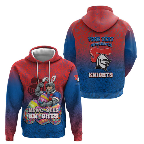 Personalized Newcastle Knights Hoodie Easter Mascot - Colorful Eggs Cartoon Style