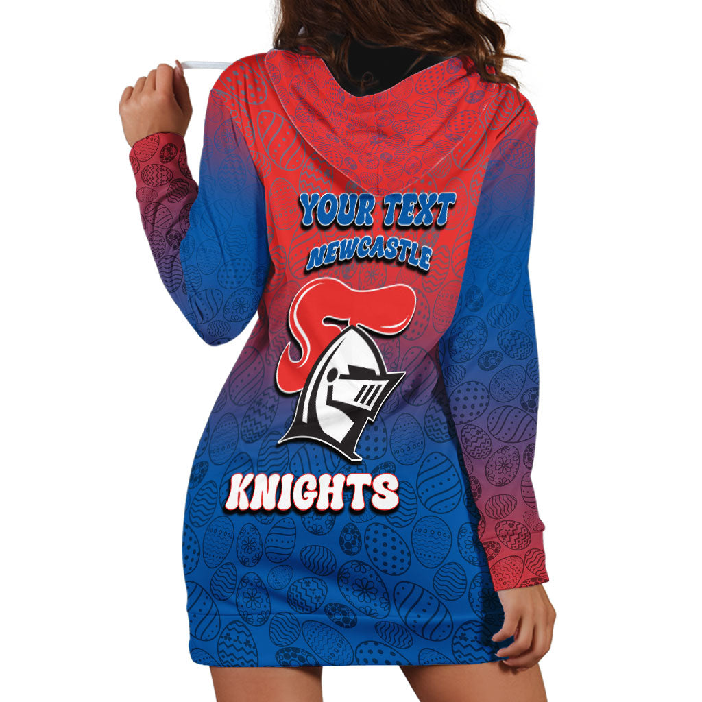 Personalized Newcastle Knights Hoodie Dress Easter Mascot - Colorful Eggs Cartoon Style