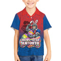 Personalized Newcastle Knights Kid Hawaiian Shirt Easter Mascot - Colorful Eggs Cartoon Style
