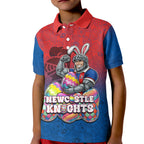Personalized Newcastle Knights Kid Polo Shirt Easter Mascot - Colorful Eggs Cartoon Style