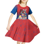 Personalized Newcastle Knights Kid Short Sleeve Dress Easter Mascot - Colorful Eggs Cartoon Style