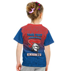 Personalized Newcastle Knights Kid T Shirt Easter Mascot - Colorful Eggs Cartoon Style