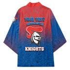 Personalized Newcastle Knights Kimono Easter Mascot - Colorful Eggs Cartoon Style