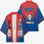 Personalized Newcastle Knights Kimono Easter Mascot - Colorful Eggs Cartoon Style